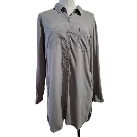 Thread & Supply Women's L Better Days Slate Green Button-Down Mini Shirt Dress - Picture 1 of 11